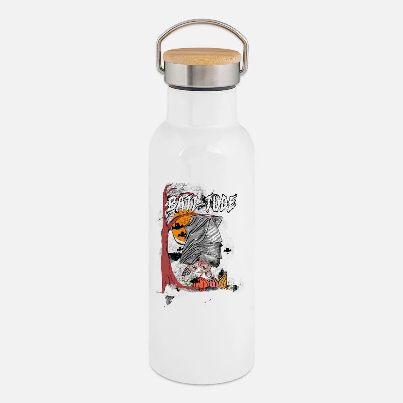 Batt-itude - Gourde isotherme avec bouchon en bambou - blanc
