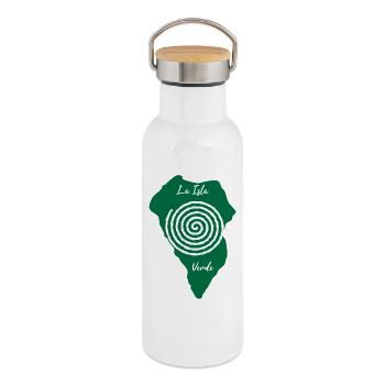 La Isla Verde La Palma Contour Dessin en spirale - Gourde isotherme avec bouchon en bambou - blanc - Droite