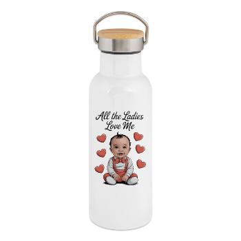 Alle Frauen lieben mich - Thermosflasche mit Bambusdeckel - Weiß - Rechts