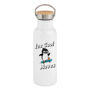 Mouvements sympas Pingouin - Gourde isotherme avec bouchon en bambou - blanc - Droite