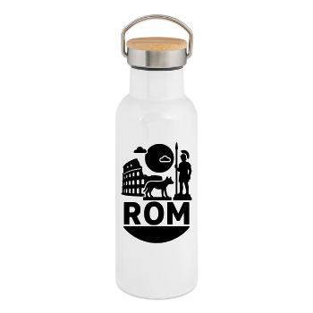 Rome Silhouette Landmark - Thermal Bottle with Bamboo Lid - white - Right