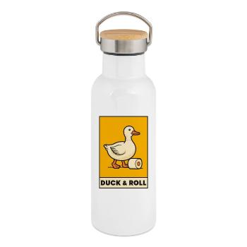 Duck & Roll - Thermosflasche mit Bambusdeckel - Weiß - Rechts