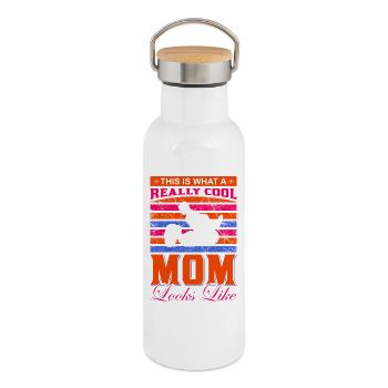 Really Cool Mom Shirt – Gift Idea - Thermal Bottle with Bamboo Lid - white - Right