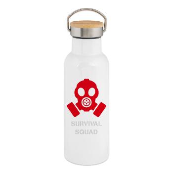 Biohazard Gas Mask Cyberpunk Design - Thermal Bottle with Bamboo Lid - white - Right