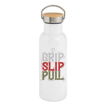 Grip Slip Pull - Gourde isotherme avec bouchon en bambou - blanc - Droite