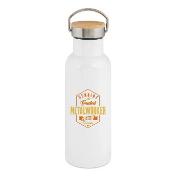 Genuine Trusted Metalworker Design - Thermal Bottle with Bamboo Lid - white - Right