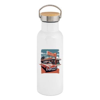 Classic Cars 1950 - Thermal Bottle with Bamboo Lid - white - Right
