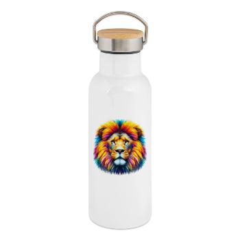Lion - Thermal Bottle with Bamboo Lid - white - Right