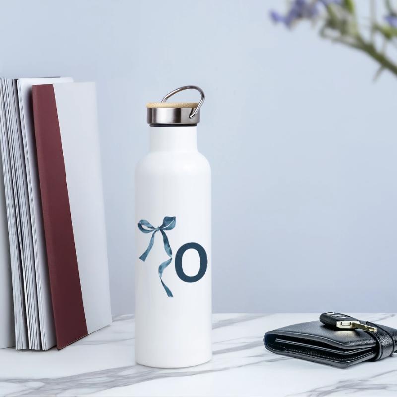 Monogramm oder Geschenkidee Thermosflasche mit Bambusdeckel