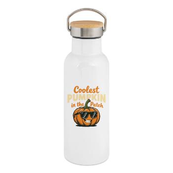 Coolest Pumpkin in the Patch - Thermal Bottle with Bamboo Lid - white - Right