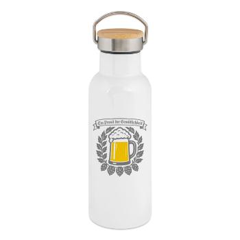 Ein Prosit der Gemütlichkeit - Gourde isotherme avec bouchon en bambou - blanc - Droite