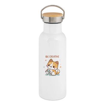 Creative Chat - Thermal Bottle with Bamboo Lid - white - Right