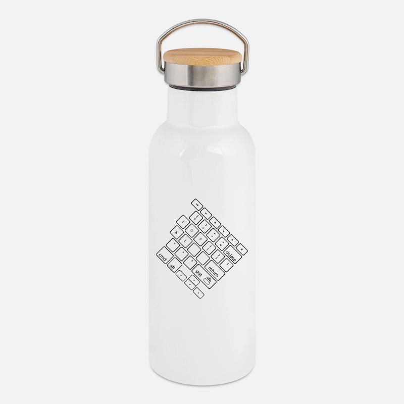 shit - Thermal Bottle with Bamboo Lid - white