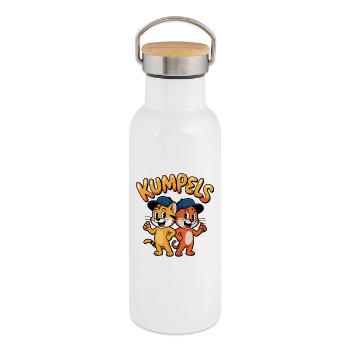 Duo Chat Pote - Gourde isotherme avec bouchon en bambou - blanc - Droite