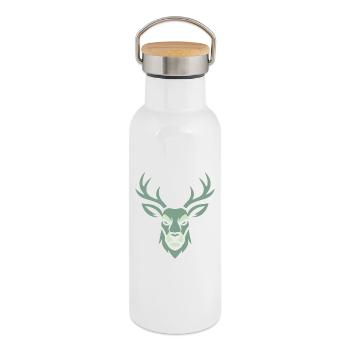 Hirschkopf  - Thermosflasche mit Bambusdeckel - Weiß - Rechts