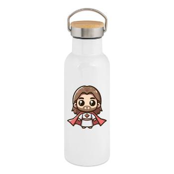 Niedlich Jesus Christus Superheld Kirche Held - Thermosflasche mit Bambusdeckel - Weiß - Rechts