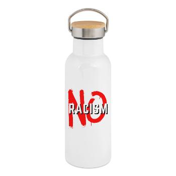 No Racism Statement - Thermosflasche mit Bambusdeckel - Weiß - Rechts