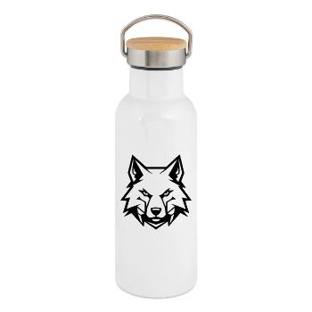 Böser Wolf - Thermosflasche mit Bambusdeckel - Weiß - Rechts