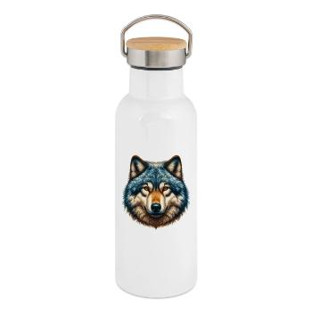 Wolf - Thermosflasche mit Bambusdeckel - Weiß - Rechts