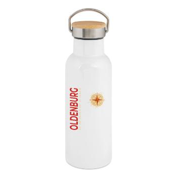 Oldenburg - Thermosflasche mit Bambusdeckel - Weiß - Rechts
