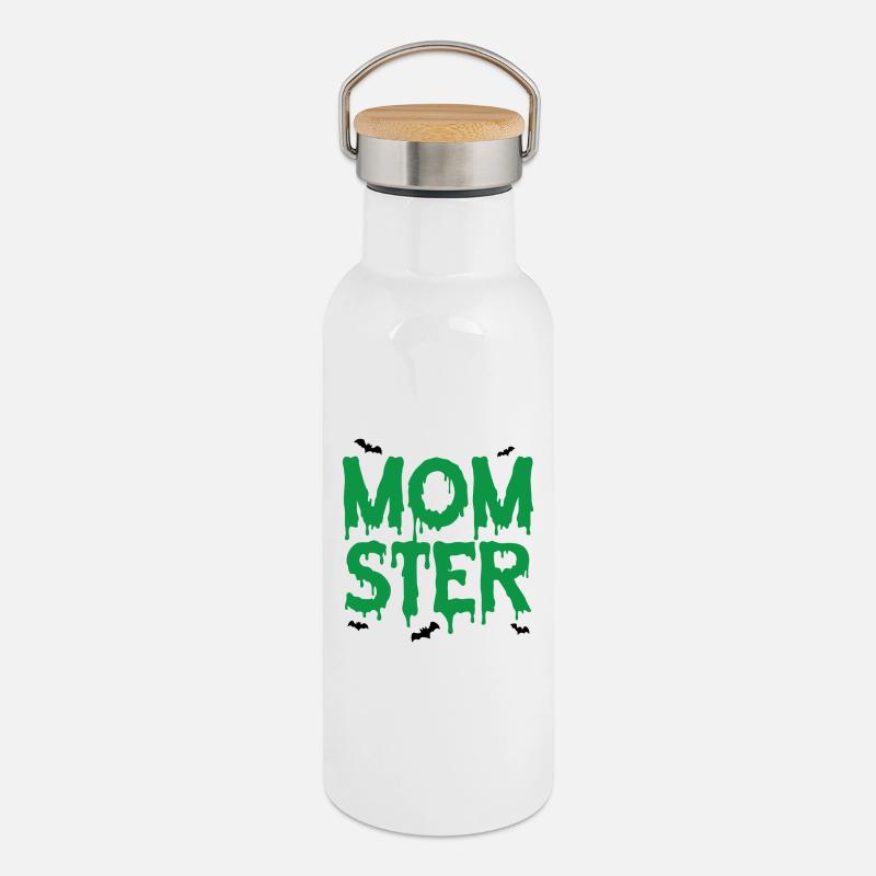 maman - Gourde isotherme avec bouchon en bambou - blanc