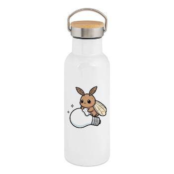 Moth Polishes Lamp - Thermal Bottle with Bamboo Lid - white - Right