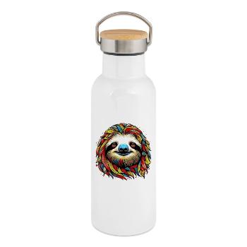 Sloth - Thermal Bottle with Bamboo Lid - white - Right