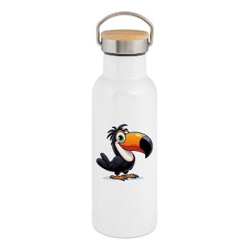 Tukan - Thermosflasche mit Bambusdeckel - Weiß - Rechts