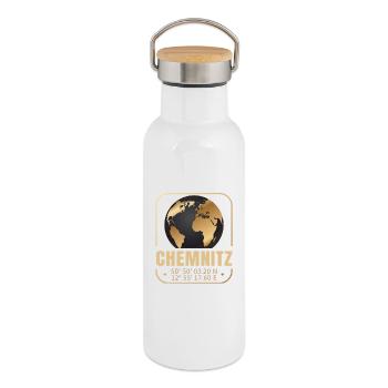 Chemnitz - Thermosflasche mit Bambusdeckel - Weiß - Rechts