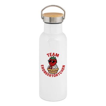 Team Strawberry Cupcake - Sweet & Sassy - Thermal Bottle with Bamboo Lid - white - Right