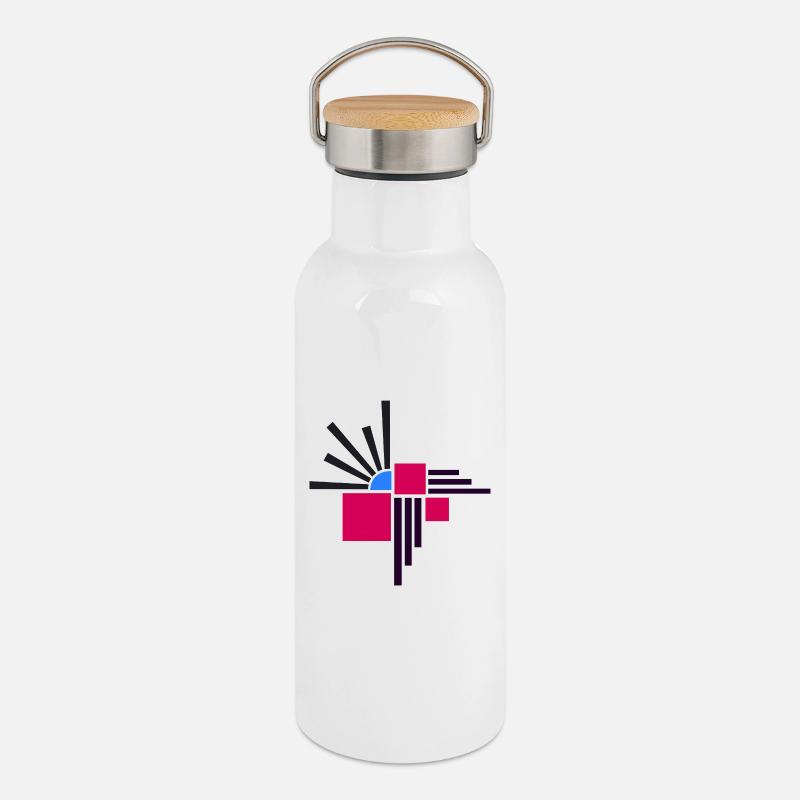 Abstract composition by Cean - Thermal Bottle with Bamboo Lid - white