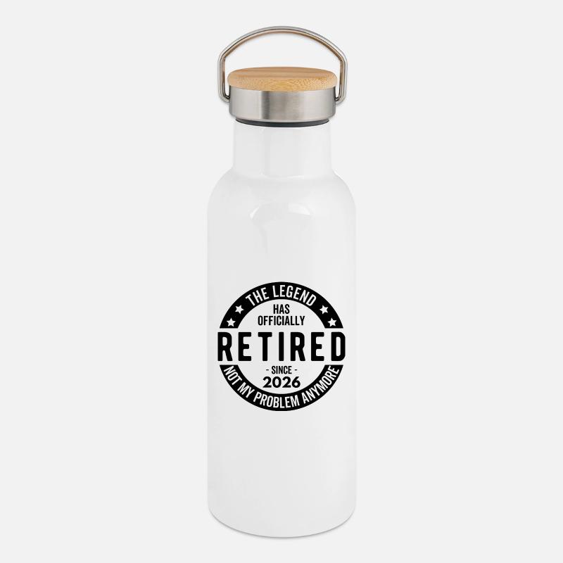 The Legend Has Officially Retired Since 2026 - Thermal Bottle with Bamboo Lid - white