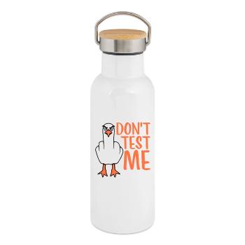 Don't Test Me Möwe Vogel Frech Mittelfinger Böse - Thermosflasche mit Bambusdeckel - Weiß - Rechts