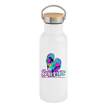 Summer Flip Flop - Thermal Bottle with Bamboo Lid - white - Right