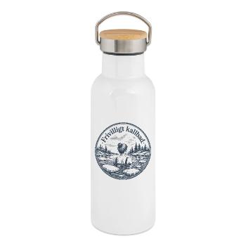 Freiwilliges Eisbad Schwedischer Humor - Thermosflasche mit Bambusdeckel - Weiß - Rechts