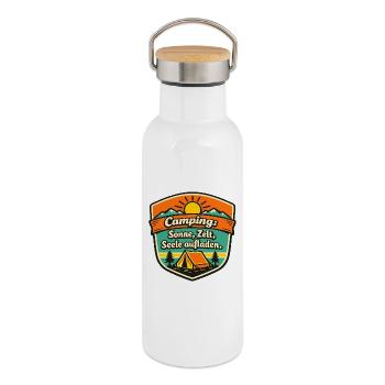 Camper - Thermosflasche mit Bambusdeckel - Weiß - Rechts