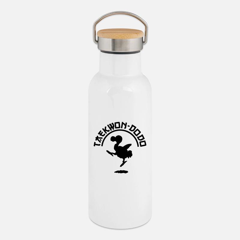 Taekwondodo - Thermal Bottle with Bamboo Lid - white