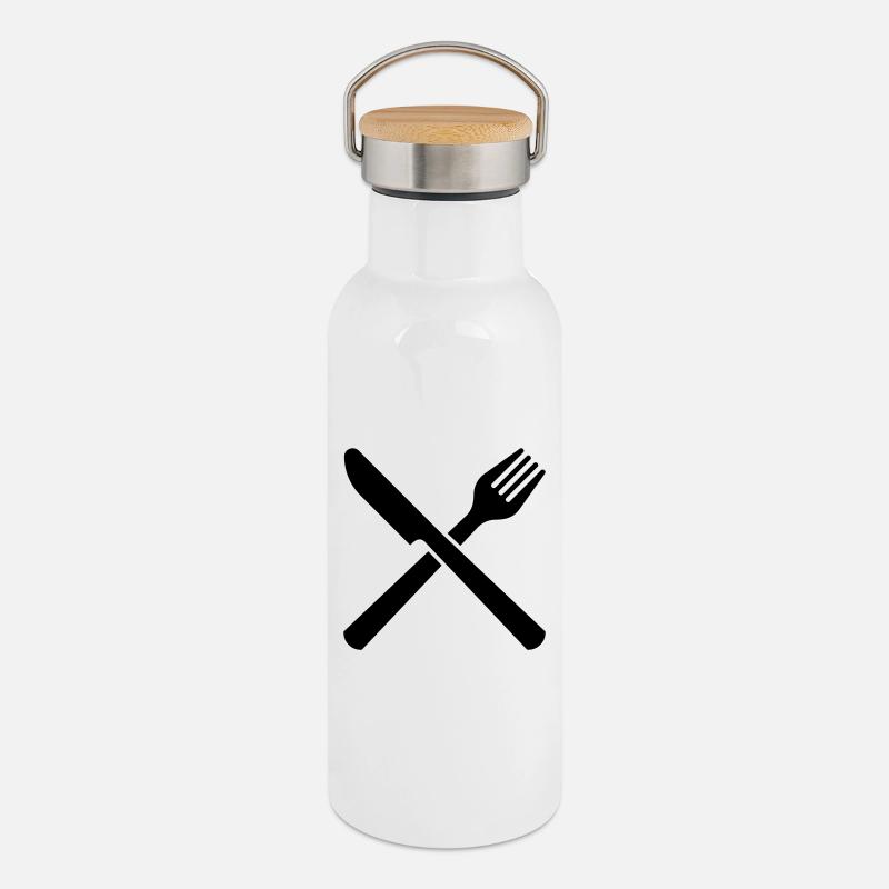 6254398 118120591 manger - Gourde isotherme avec bouchon en bambou - blanc