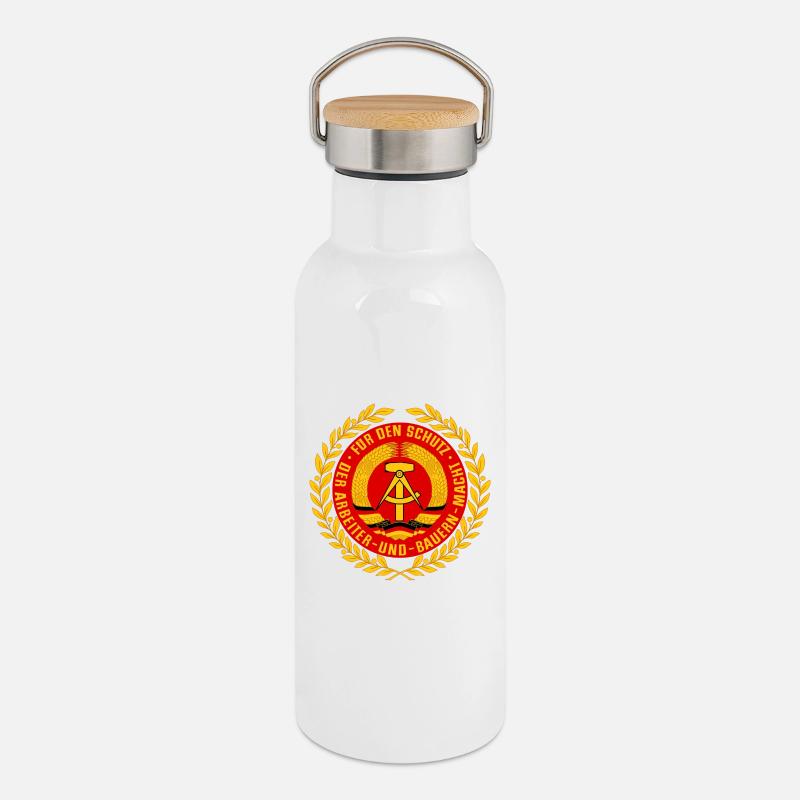 NVA Emblème - Gourde isotherme avec bouchon en bambou - blanc