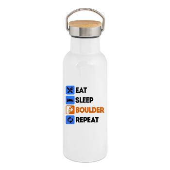 Boulder Bouldern Klettern Ohne Seil Spruch - Thermosflasche mit Bambusdeckel - Weiß - Rechts