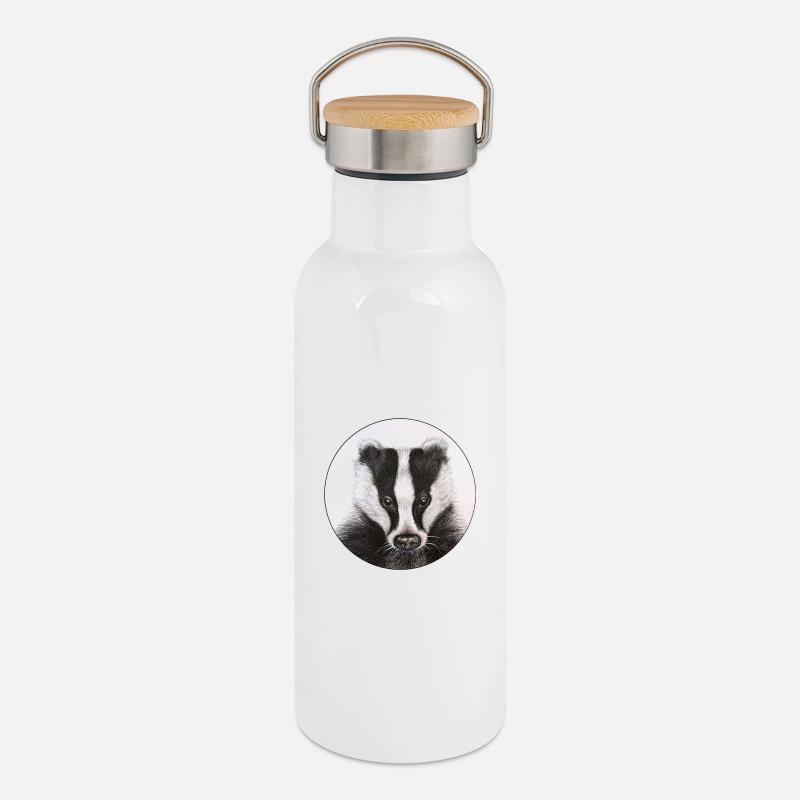 Badger /Badger - Thermal Bottle with Bamboo Lid - white