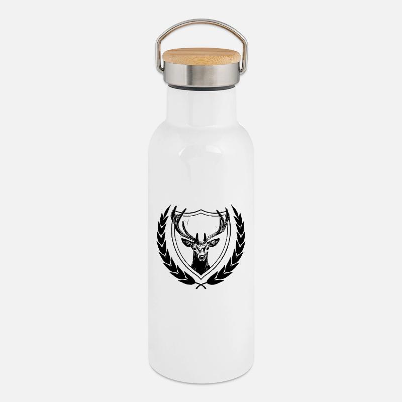 Deer - Thermal Bottle with Bamboo Lid - white