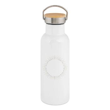 Cadre à rayons de l’anneau solaire doré - Gourde isotherme avec bouchon en bambou - blanc - Droite