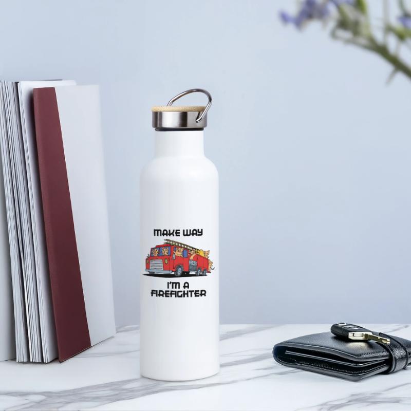 Fire Brigade Statement Fire Engine Professional Fire Brigade Thermal Bottle with Bamboo Lid