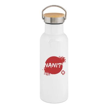 Anime Manga Citation Geek de la culture pop japonaise - Gourde isotherme avec bouchon en bambou - blanc - Droite
