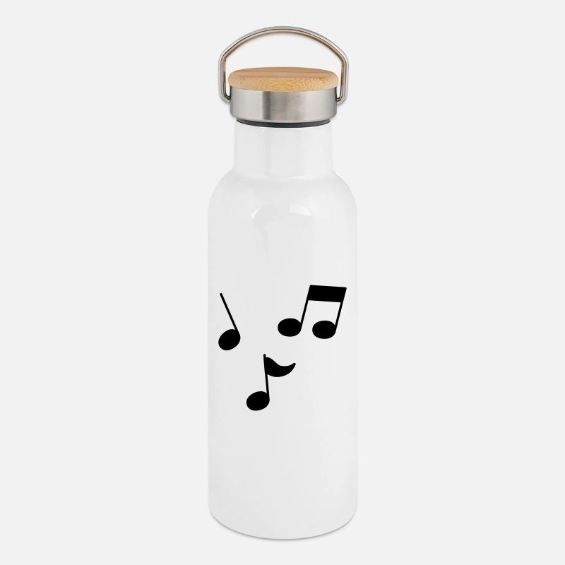 Sheet music - Thermal Bottle with Bamboo Lid - white