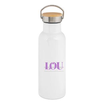 Lou - Gourde isotherme avec bouchon en bambou - blanc - Droite