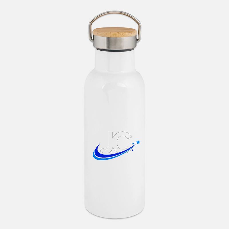 JC - Thermosflasche mit Bambusdeckel - Weiß