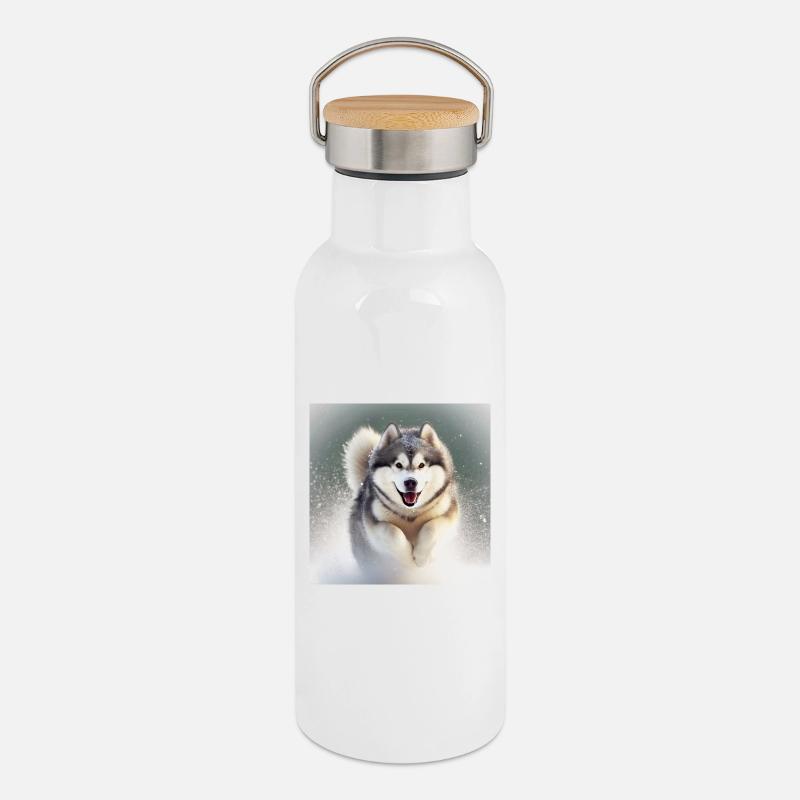 Run - Thermal Bottle with Bamboo Lid - white