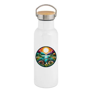 Colorful Gravel Quest: Sun-Kissed Wilderness - Thermal Bottle with Bamboo Lid - white - Right